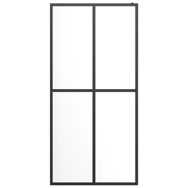 vidaXL brusevæg med hylde 100x195 cm sikkerhedsglas og aluminium sort