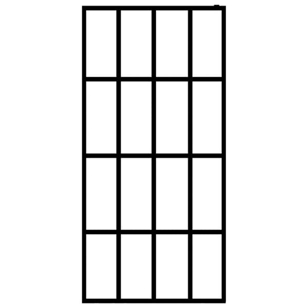 vidaXL Duschvägg med hylla svart 118x190 cm ESG-glas&aluminium