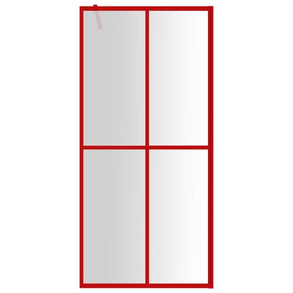 vidaXL Duschvägg med klart ESG-glas röd 100x195 cm