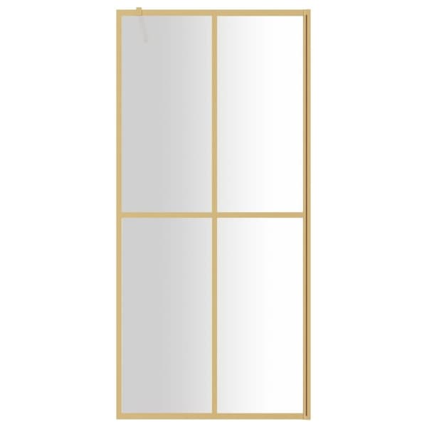 vidaXL Duschvägg med klart ESG-glas guld 100x195 cm