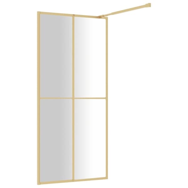 vidaXL Duschvägg med klart ESG-glas guld 100x195 cm