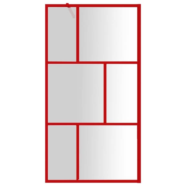 vidaXL Duschvägg med klart ESG-glas röd 115x195 cm