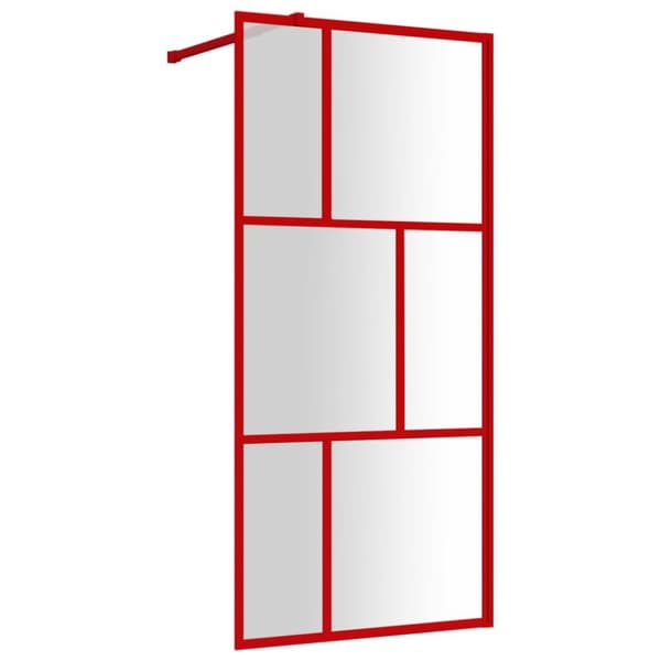 vidaXL Duschvägg med klart ESG-glas röd 80x195 cm
