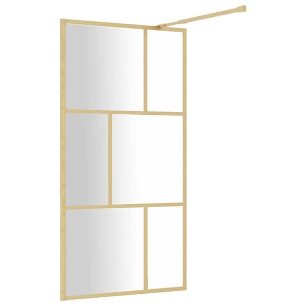 vidaXL Duschvägg med klart ESG-glas guld 115x195 cm