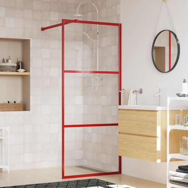 vidaXL Duschvägg med klart ESG-glas röd 80x195 cm