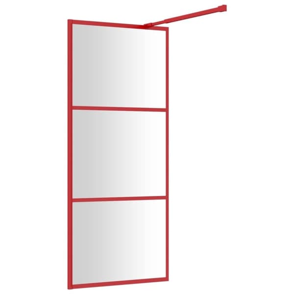 vidaXL Duschvägg med klart ESG-glas röd 90x195 cm