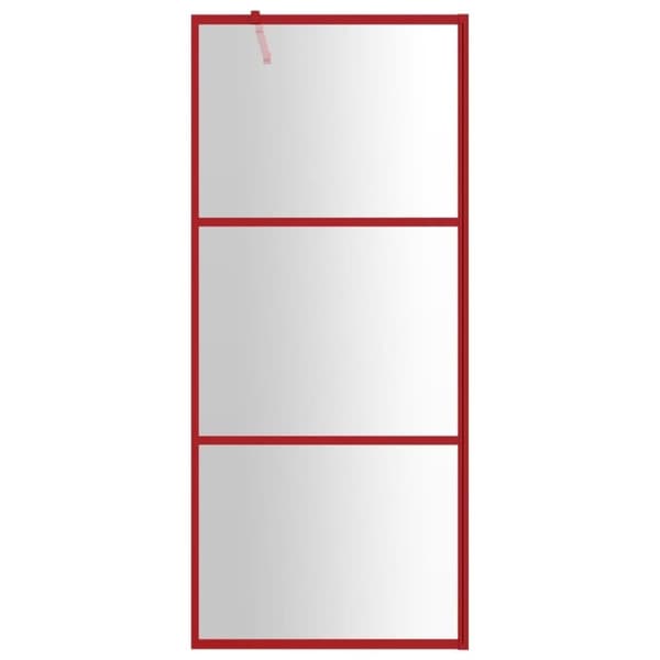 vidaXL Duschvägg med klart ESG-glas röd 90x195 cm