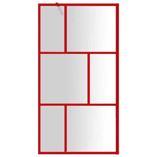 vidaXL Duschvägg med klart ESG-glas röd 100x195 cm