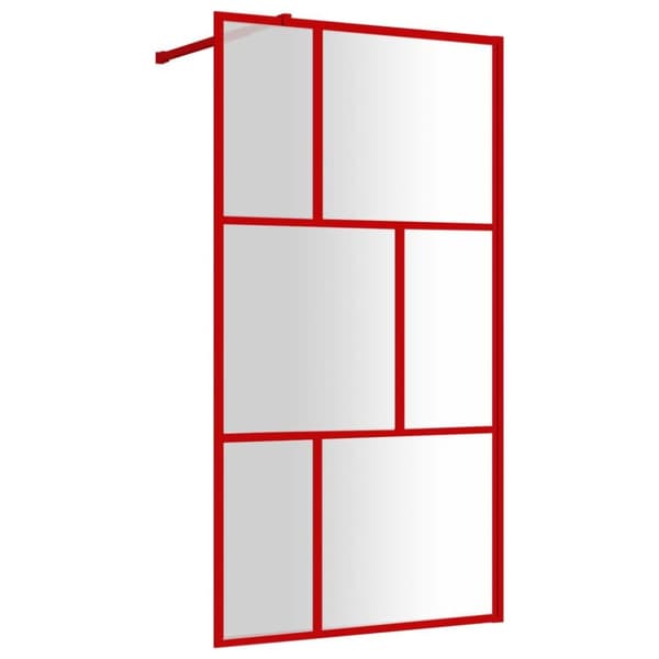 vidaXL Duschvägg med klart ESG-glas röd 100x195 cm