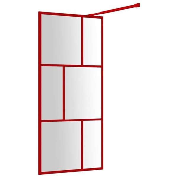 vidaXL Duschvägg med klart ESG-glas röd 90x195 cm