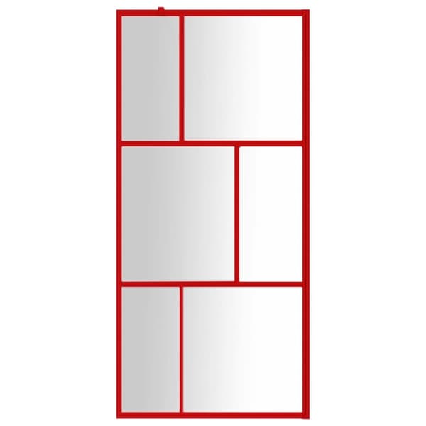 vidaXL Duschvägg med klart ESG-glas röd 90x195 cm