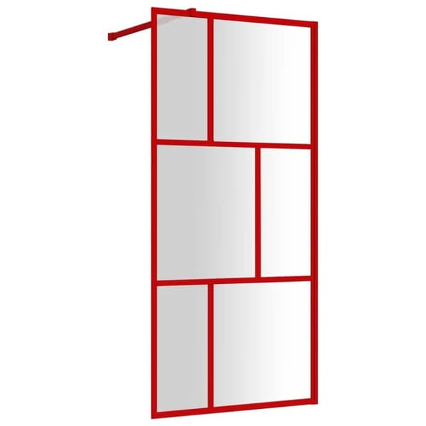vidaXL Duschvägg med klart ESG-glas röd 90x195 cm
