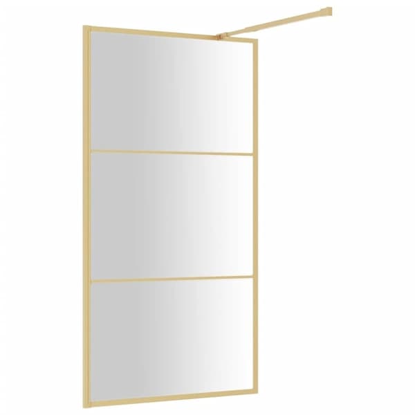 vidaXL Duschvägg med klart ESG-glas guld 100x195 cm