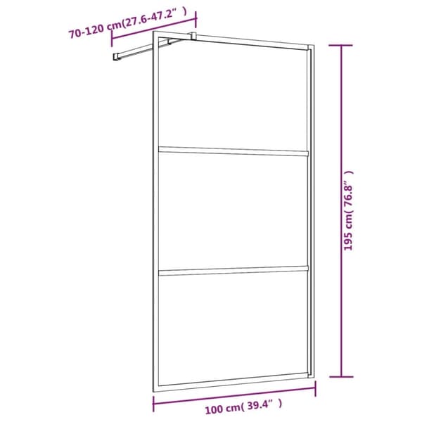 vidaXL Duschvägg med klart ESG-glas guld 100x195 cm