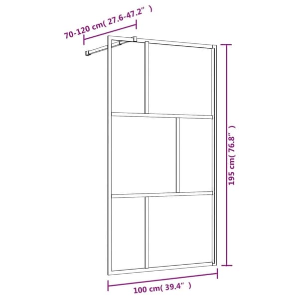 vidaXL Duschvägg med klart ESG-glas guld 100x195 cm