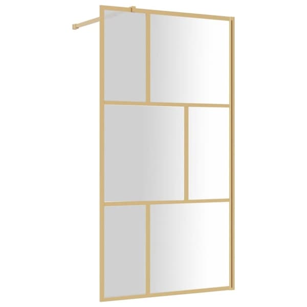 vidaXL Duschvägg med klart ESG-glas guld 100x195 cm
