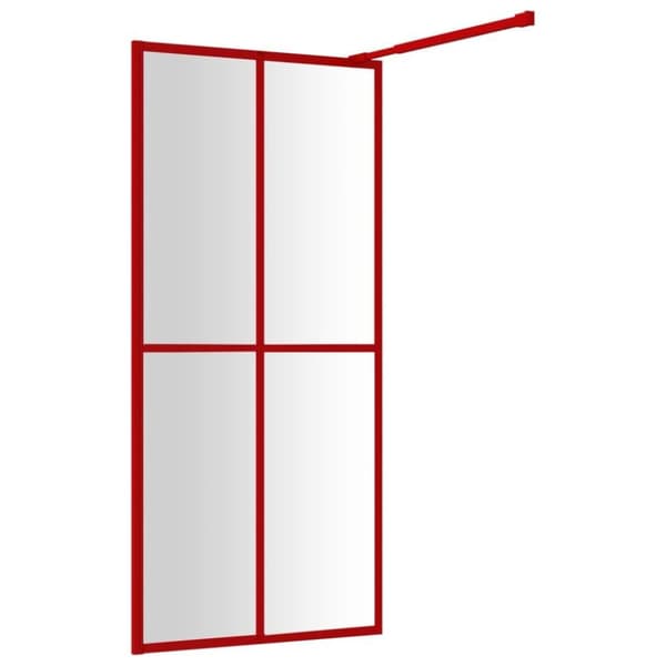 vidaXL brusevæg 90x195 cm klart sikkerhedsglas rød