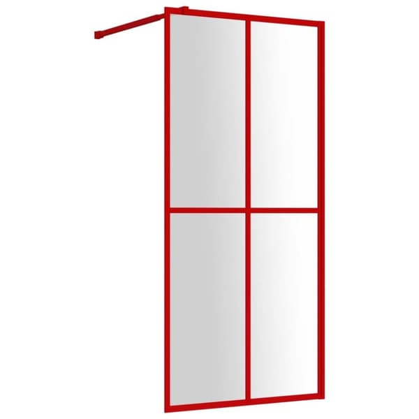 vidaXL brusevæg 100x195 cm klart sikkerhedsglas rød