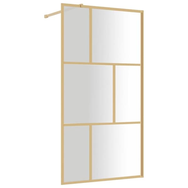 vidaXL brusevæg 115x195 cm klart sikkerhedsglas guldfarvet