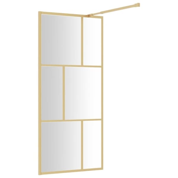 vidaXL brusevæg 90x195 cm klart sikkerhedsglas guldfarvet