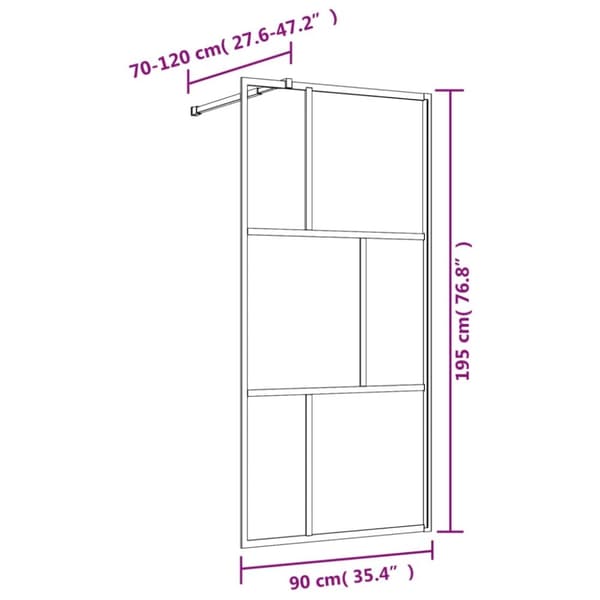 vidaXL brusevæg 90x195 cm klart sikkerhedsglas guldfarvet