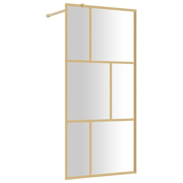 vidaXL brusevæg 90x195 cm klart sikkerhedsglas guldfarvet