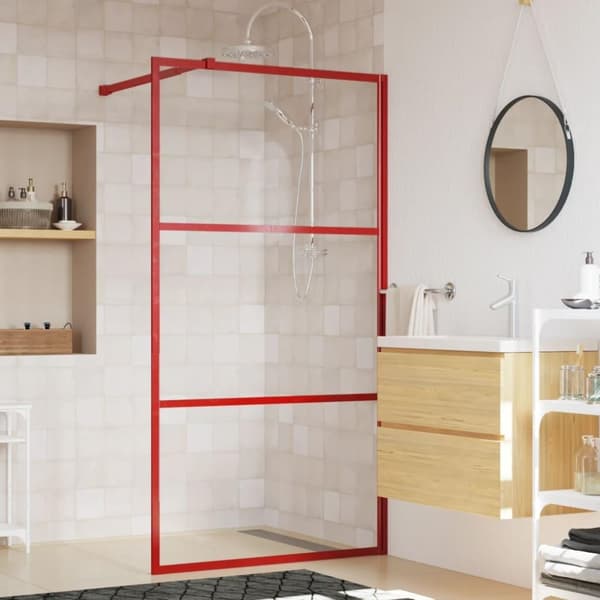 vidaXL brusevæg 100x195 cm klart sikkerhedsglas rød