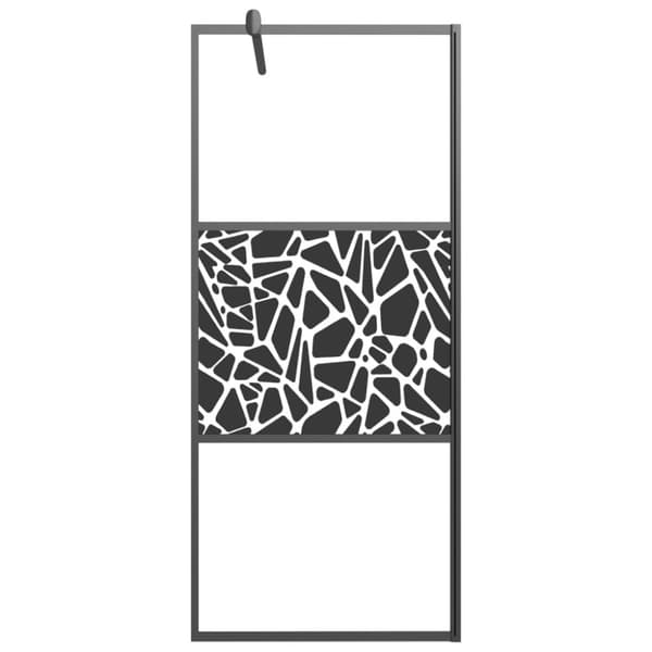 vidaXL Duschvägg med hylla svart 100x195 cm ESG-glas&aluminium
