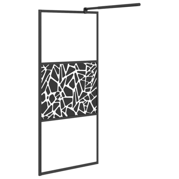 vidaXL Duschvägg med hylla svart 100x195 cm ESG-glas&aluminium