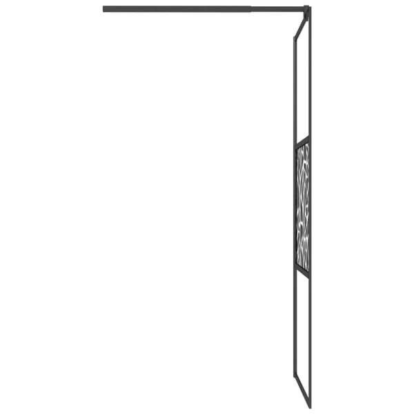 vidaXL Duschvägg med hylla svart 100x195 cm ESG-glas&aluminium