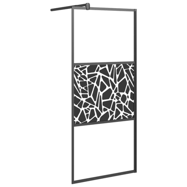 vidaXL Duschvägg med hylla svart 100x195 cm ESG-glas&aluminium