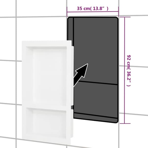vidaXL bruseniche med 2 rum 41x69x9 cm mat hvid -  Brusenicher & -kabiner