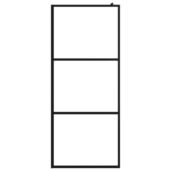 vidaXL brusevæg med hylde 90x195 cm sikkerhedsglas og aluminium sort - Brusenicher & -kabiner