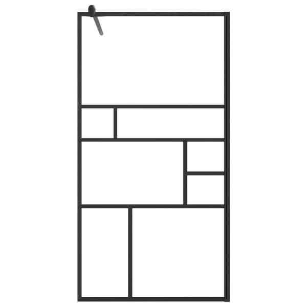 vidaXL brusevæg med hylde 100x195 cm sikkerhedsglas og aluminium sort -  Brusenicher & -kabiner