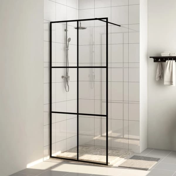 vidaXL brusevæg 80x195 cm klart sikkerhedsglas sort -  Brusenicher & -kabiner