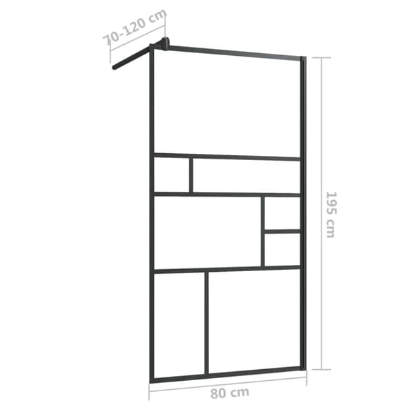 vidaXL brusevæg 80x195 cm klart ESG-glas sort -  Brusenicher & -kabiner