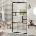 Miniatyrbillede 1 af 7: vidaXL brusevæg 80x195 cm klart ESG-glas sort -  Brusenicher & -kabiner