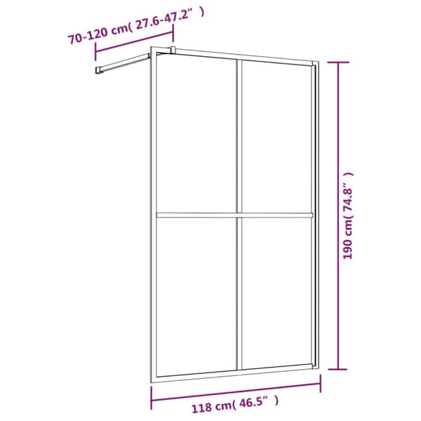 vidaXL brusevæg 118x195 cm klart sikkerhedsglas guldfarvet - Brusenicher & -kabiner