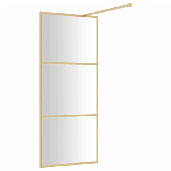 vidaXL brusevæg 90x195 cm klart sikkerhedsglas guldfarvet - Brusenicher & -kabiner