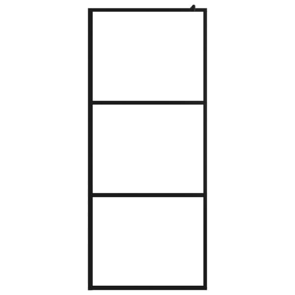 The Living Store brusevæg 80x195 cm klart sikkerhedsglas sort - Brusenicher & -kabiner