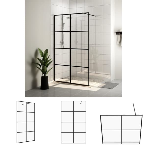 The Living Store brusevæg 100x195 cm klart sikkerhedsglas sort -  Brusenicher & -kabiner