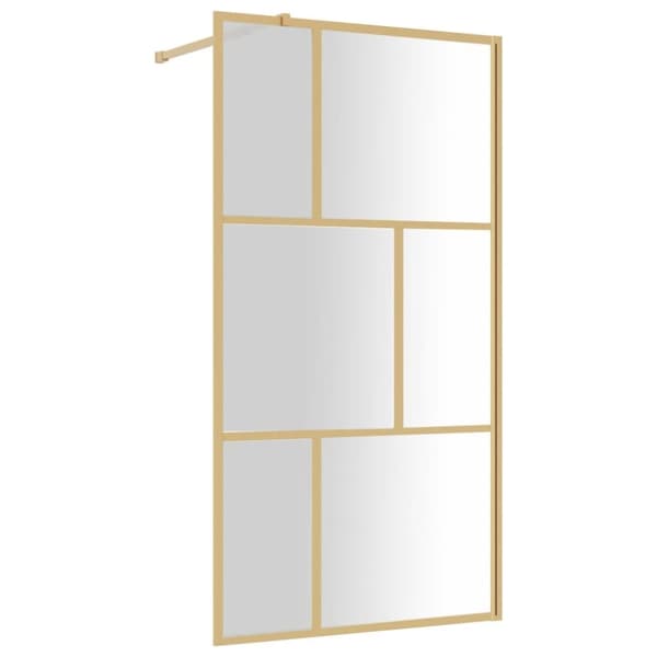 The Living Store brusevæg 100x195 cm klart sikkerhedsglas guldfarvet - Brusenicher & -kabiner