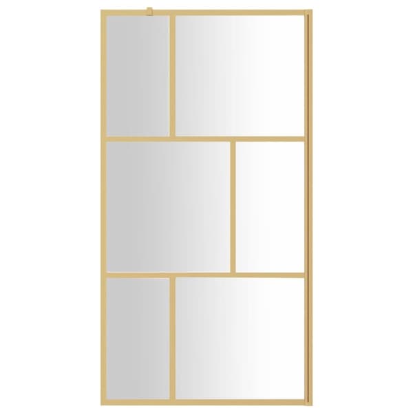 The Living Store brusevæg 100x195 cm klart sikkerhedsglas guldfarvet - Brusenicher & -kabiner