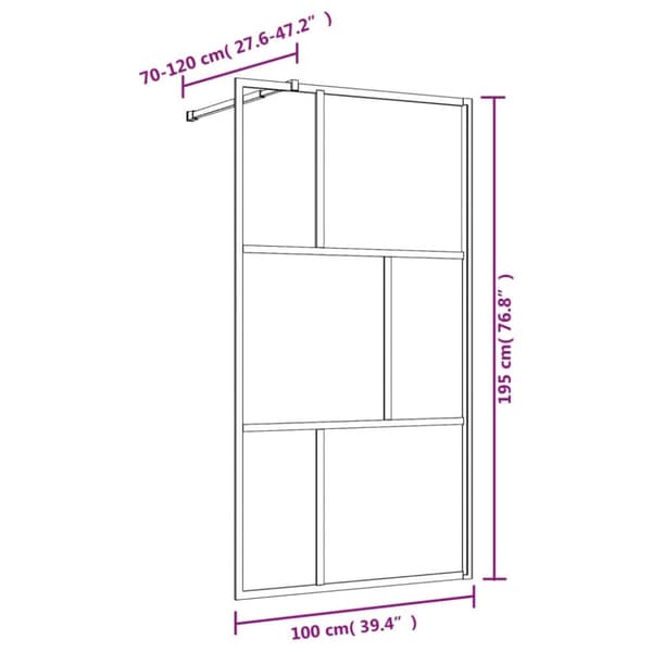 The Living Store brusevæg 100x195 cm klart sikkerhedsglas guldfarvet - Brusenicher & -kabiner