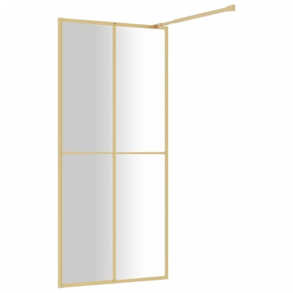 The Living Store brusevæg 80x195 cm klart sikkerhedsglas guldfarvet -  Brusenicher & -kabiner