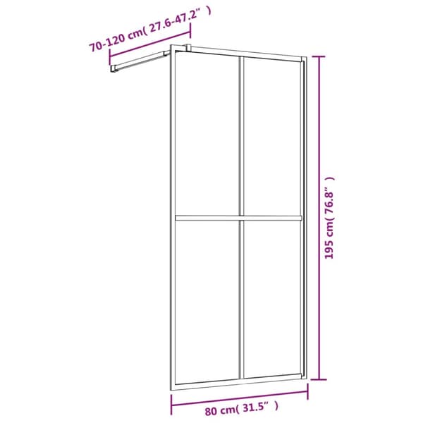 The Living Store brusevæg 80x195 cm klart sikkerhedsglas guldfarvet - Brusenicher & -kabiner