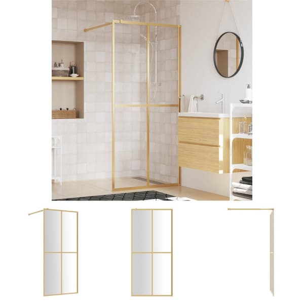 The Living Store brusevæg 80x195 cm klart sikkerhedsglas guldfarvet -  Brusenicher & -kabiner