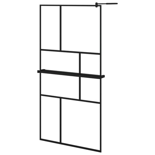 Brusenicher & -kabiner - Living brusevæg med hylde 100x195 cm sikkerhedsglas og aluminium sort