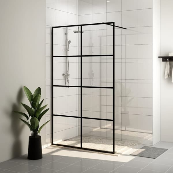 Brusenicher & -kabiner - Living brusevæg 100x195 cm klart sikkerhedsglas sort