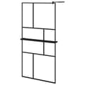 Miniatyrbillede 3 af 11: Brusevæg med hylde 100x195 cm sikkerhedsglas og aluminium sort - Brusevæg - Brusevægge - Home & Living